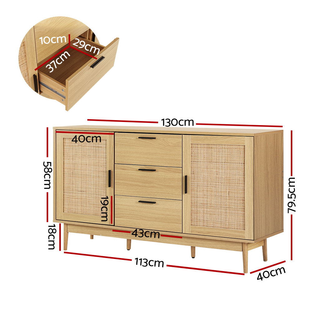 Briony Rattan Buffet Sideboard – Oak – 130 cm