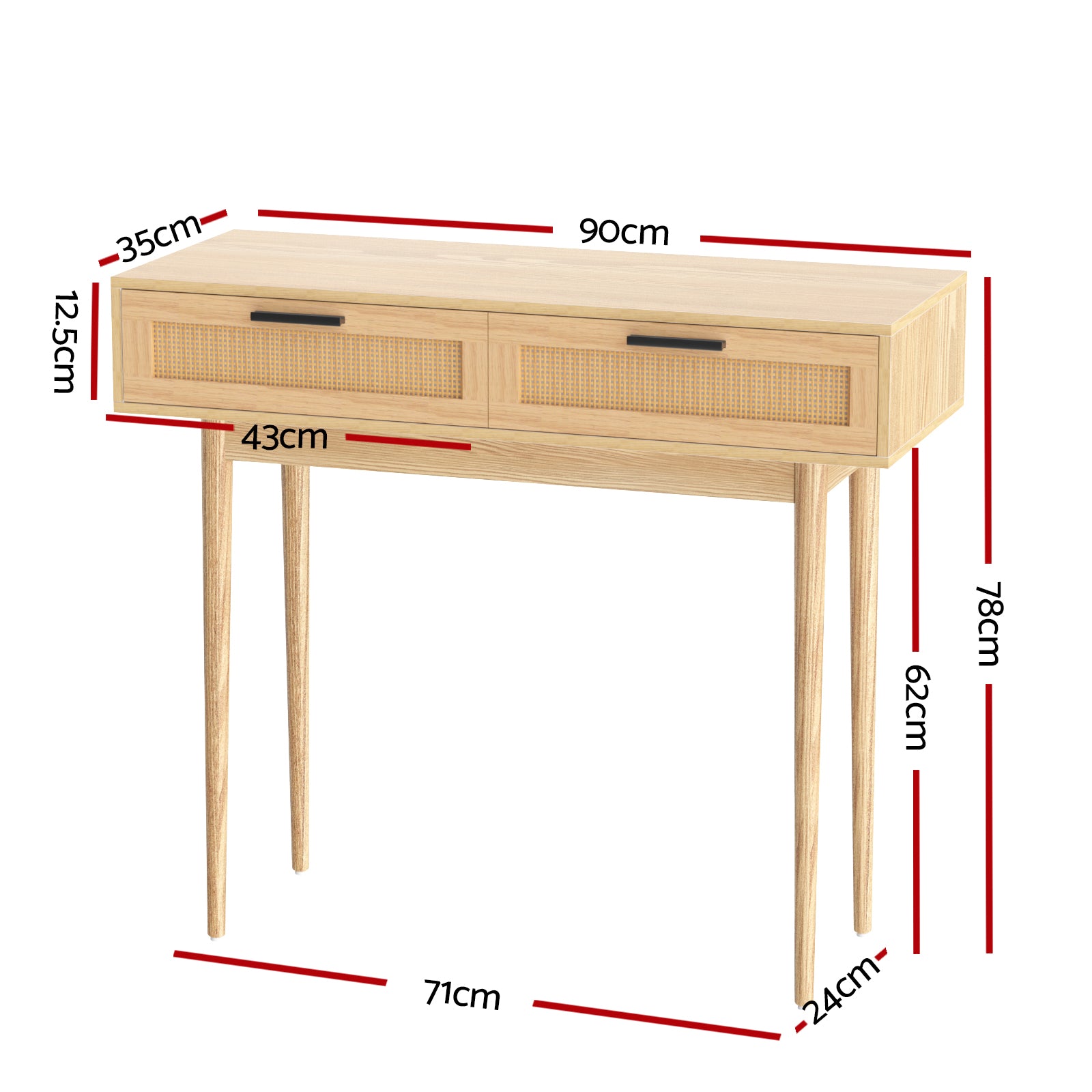 Kairo Rattan Console Table – Brown – Standard