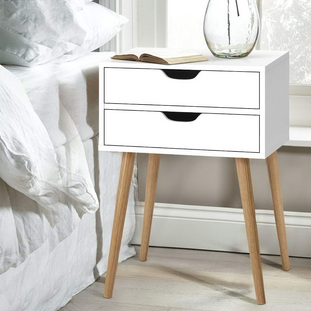 Bodie 2 Drawer Bedside Table – White