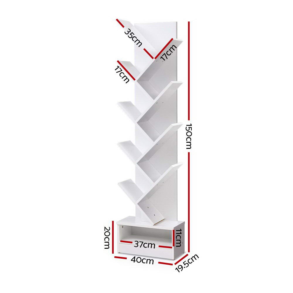 Arbor Tree Bookshelf – White – 9 Tier