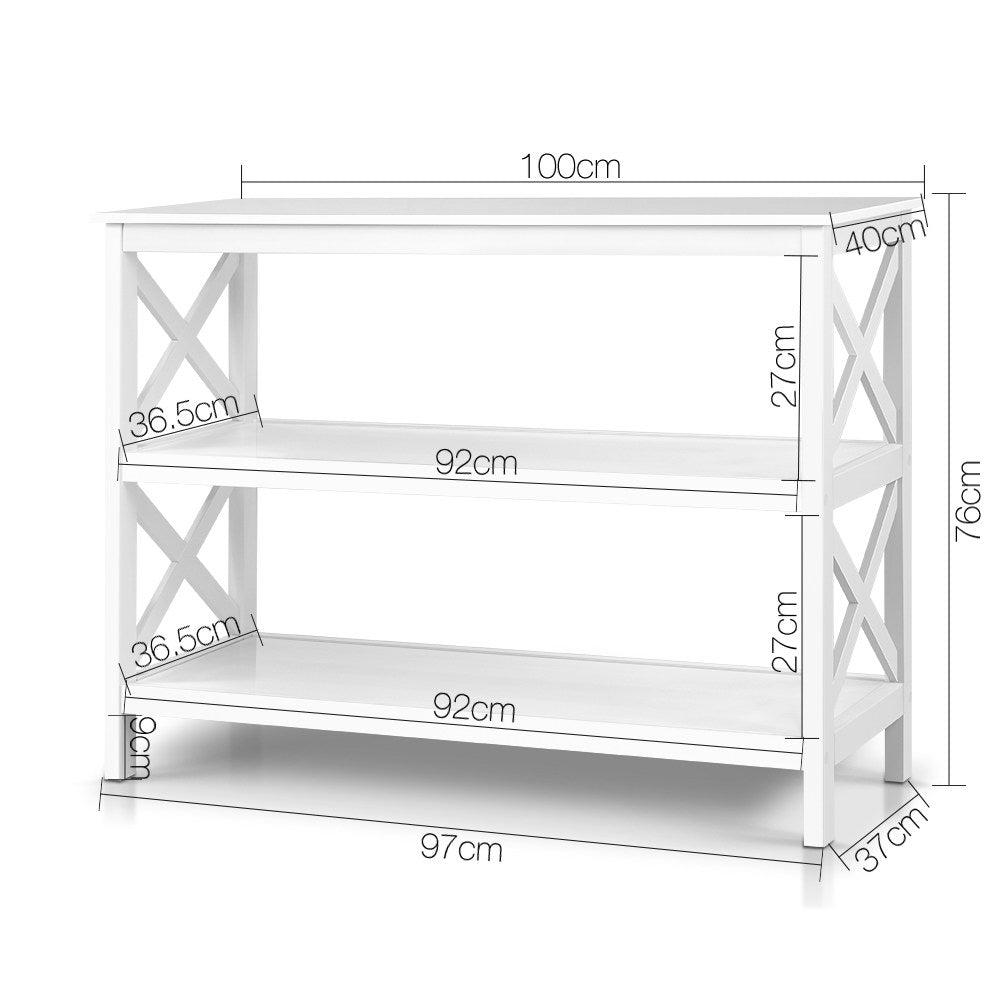 Dalton 3-Tier Console Table – White – 100 cm
