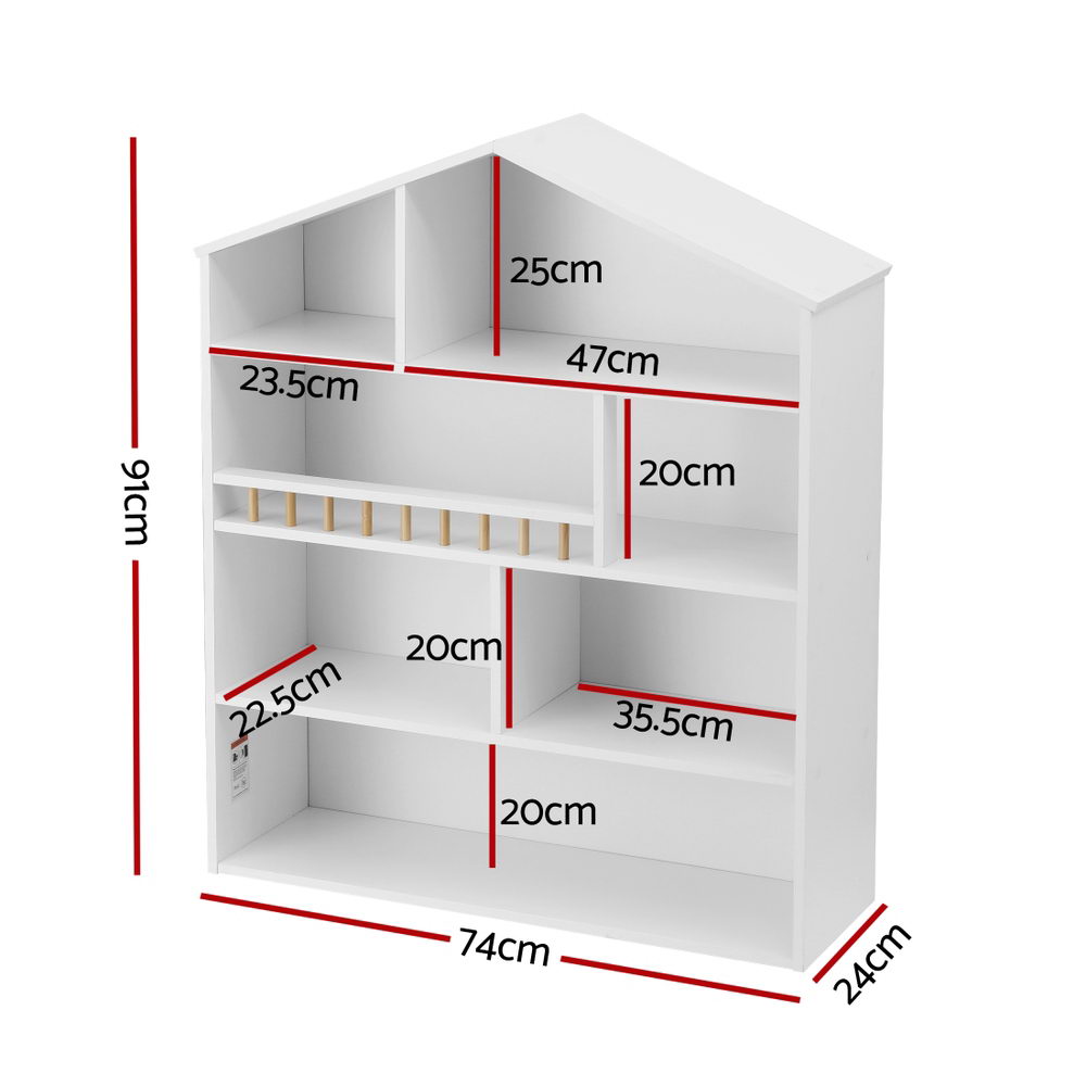 Rowan House-Shaped Kids Bookshelf – White – 91 cm