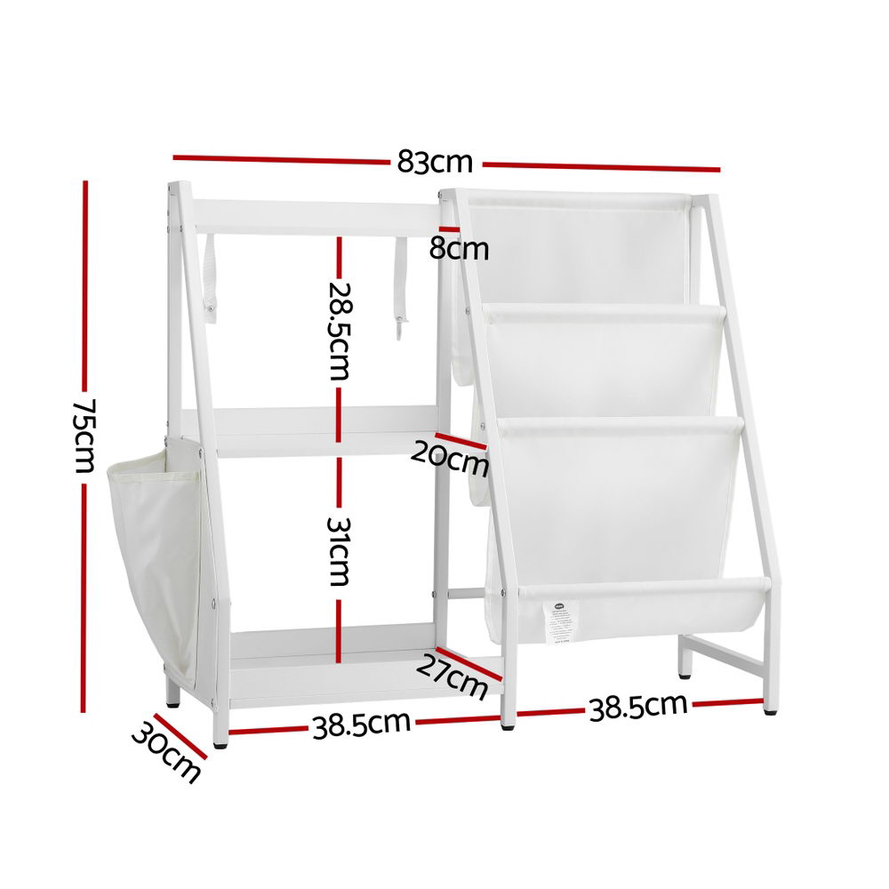 Arlo 3-Tier Kids Bookshelf – White – 83 cm