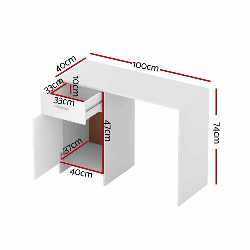 Kepler Office Storage Desk – White – 100 cm