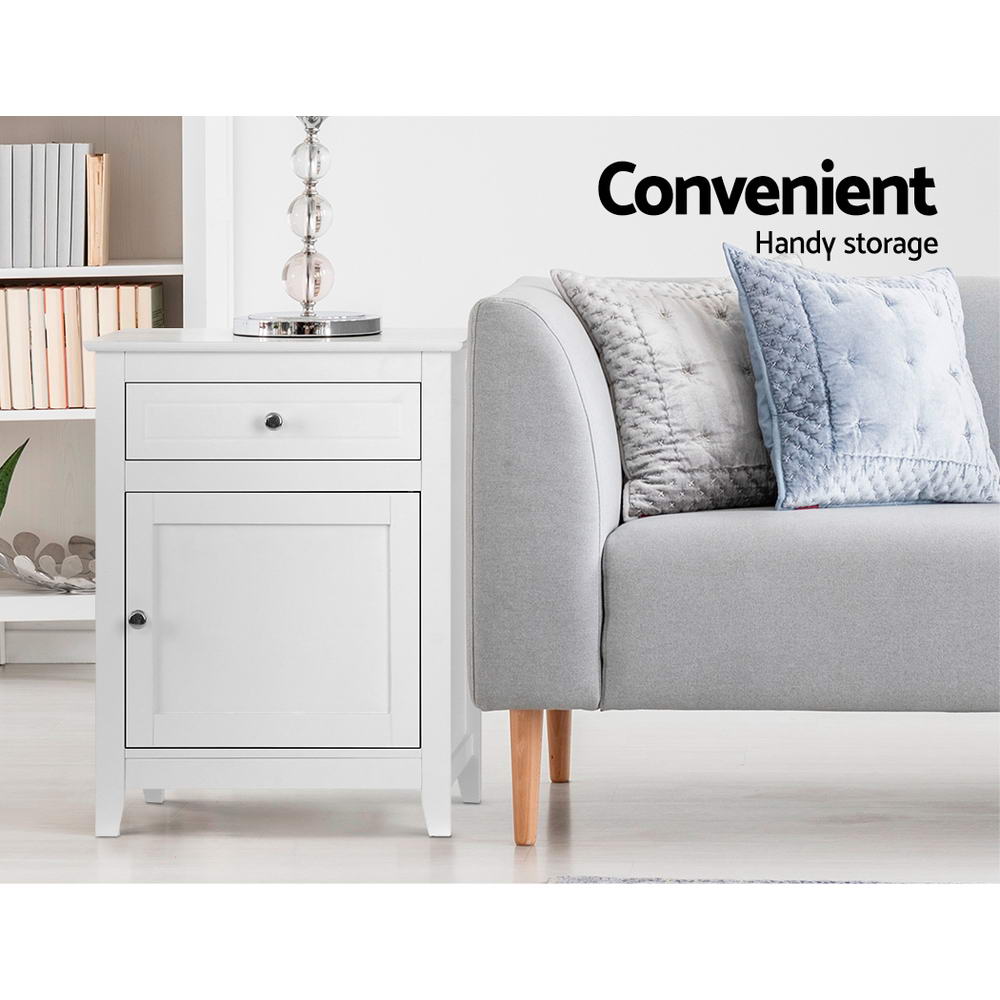 Essence Large Bedside Table – White – Two Tier