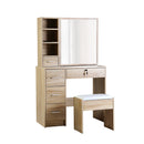 Dressing Table Set – Sliding Mirror & Stool, Oak Diane Style