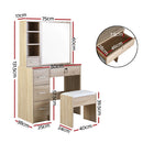 Dressing Table Set – Sliding Mirror & Stool, Oak Diane Style
