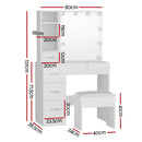 Dressing Table Set with 10 LED Bulbs – Dylan White