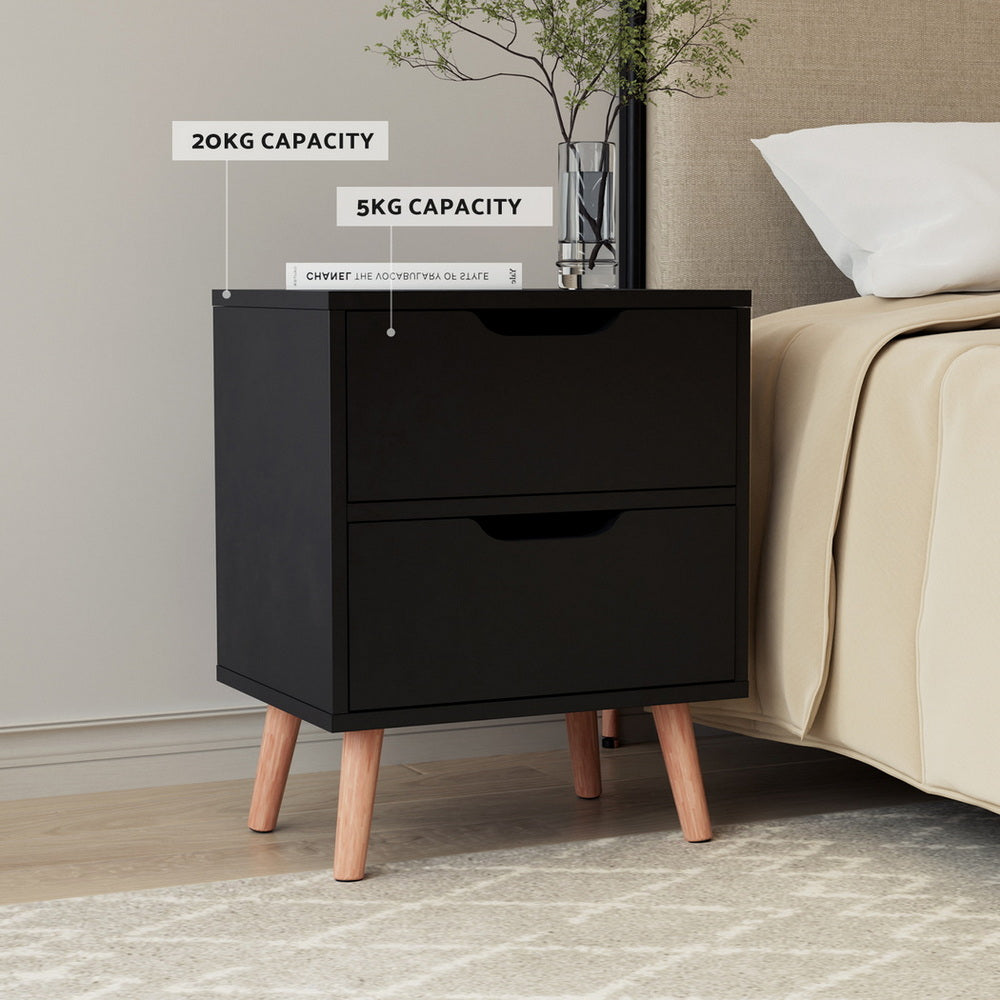 Boden Bedside Table – Black – 2 Drawers