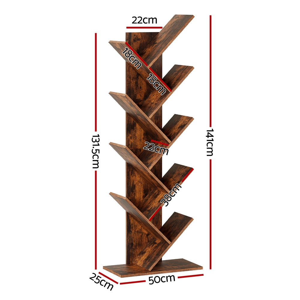Arvon Tree Bookshelf – Walnut – 9 Tiers
