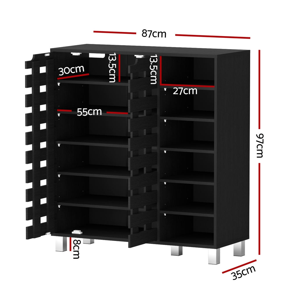 Marston 6-Tier Shoe Cabinet – Black – 24 Pairs
