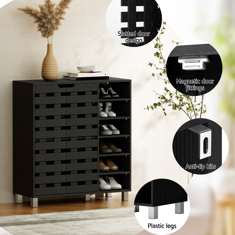 Marston 6-Tier Shoe Cabinet – Black – 24 Pairs