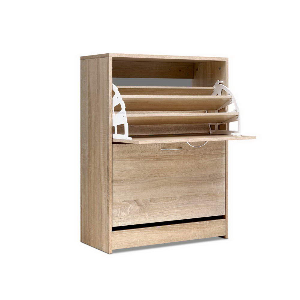 Entryway Shoe Cabinet – Oak – 2 Compartment