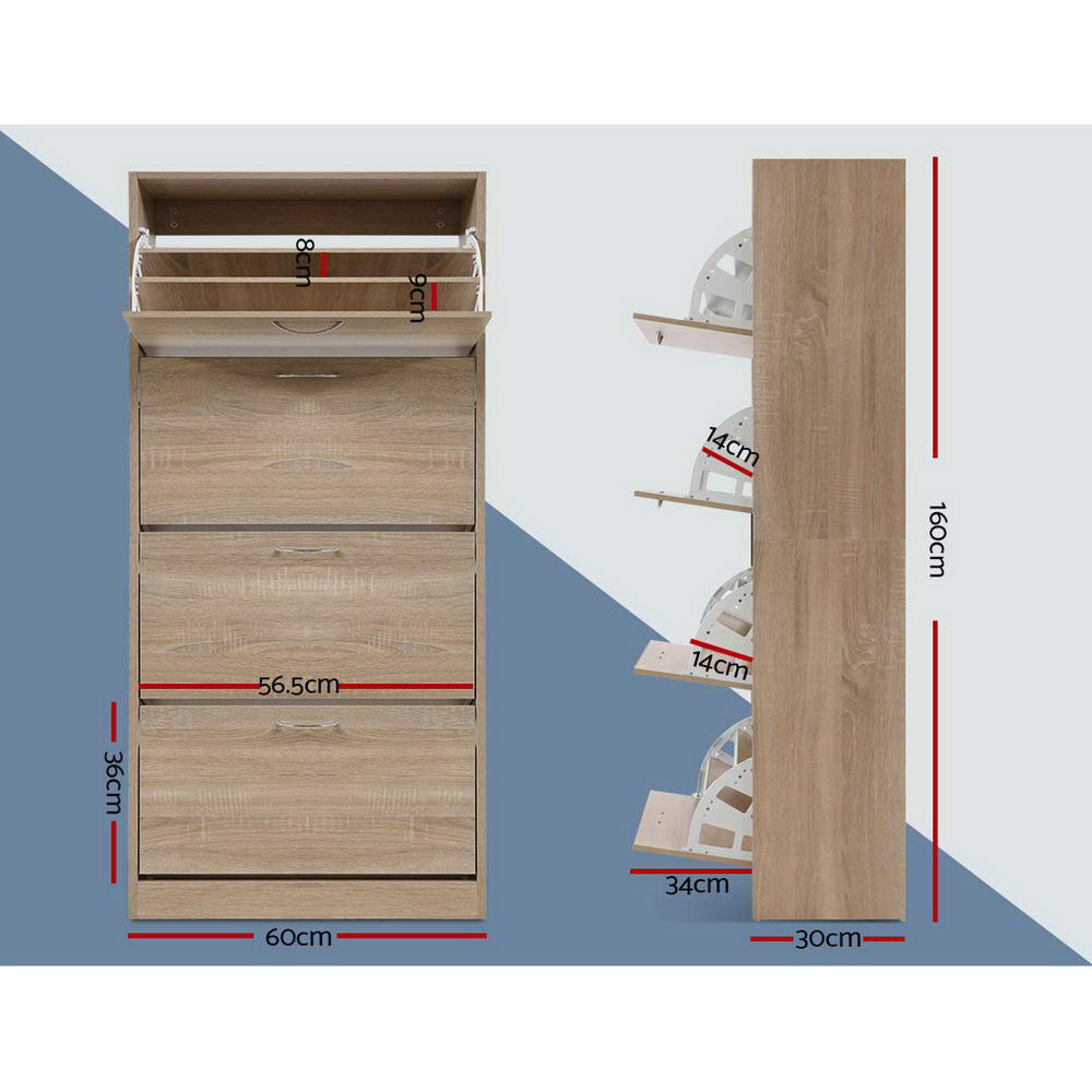 Alderon 4-Door Shoe Cabinet – Wood – 60 Pairs