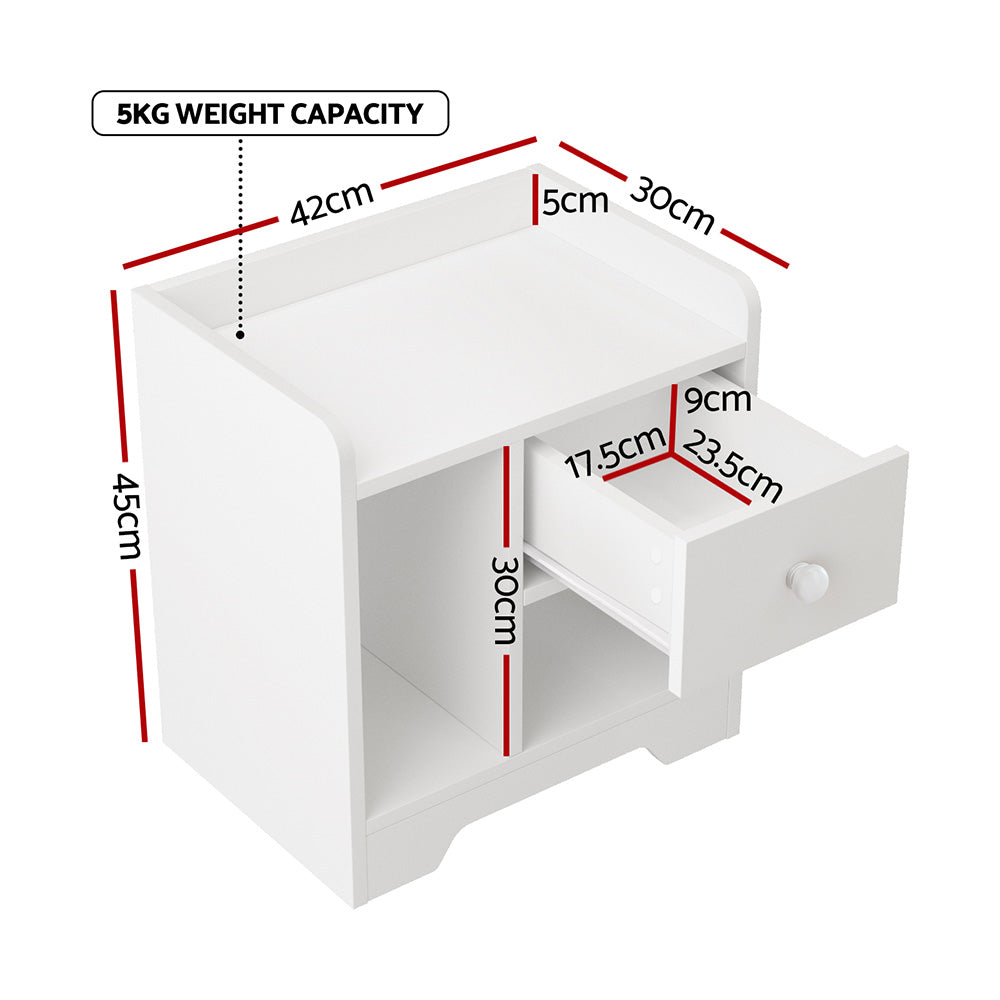 Element Bedside Table – White – 42 cm