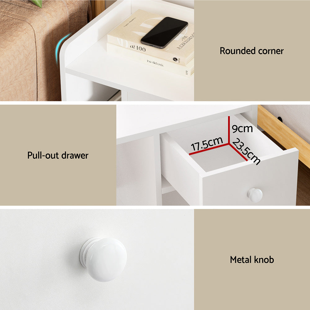 Element Bedside Table – White – 42 cm