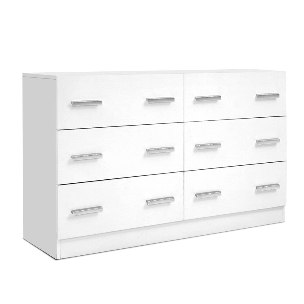 Veda 6 Drawer Lowboy – White – 110 cm