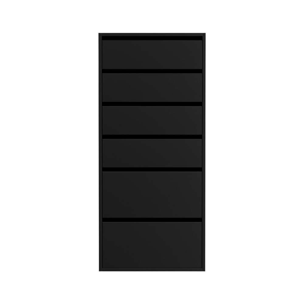 Atlas 6 Drawer Tallboy – Black – 113 cm