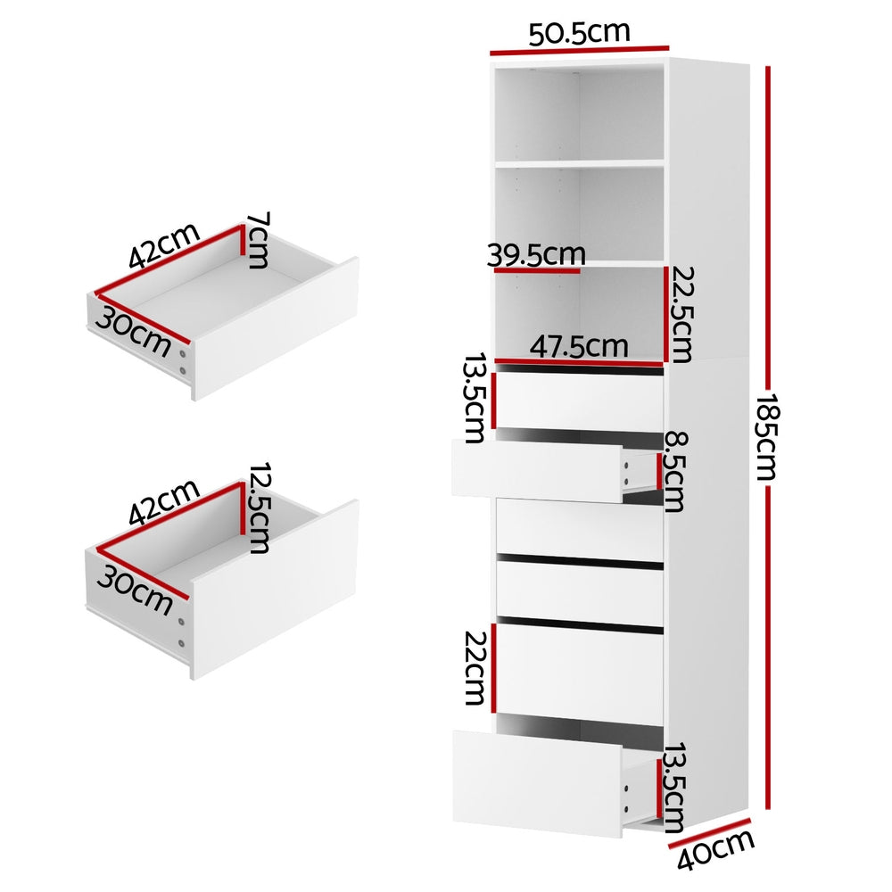 Rowan 6 Drawer Tallboy – White – Medium