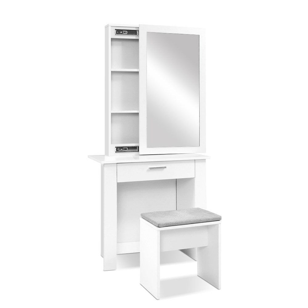 Alderon Dressing Table Set – White – With Stool