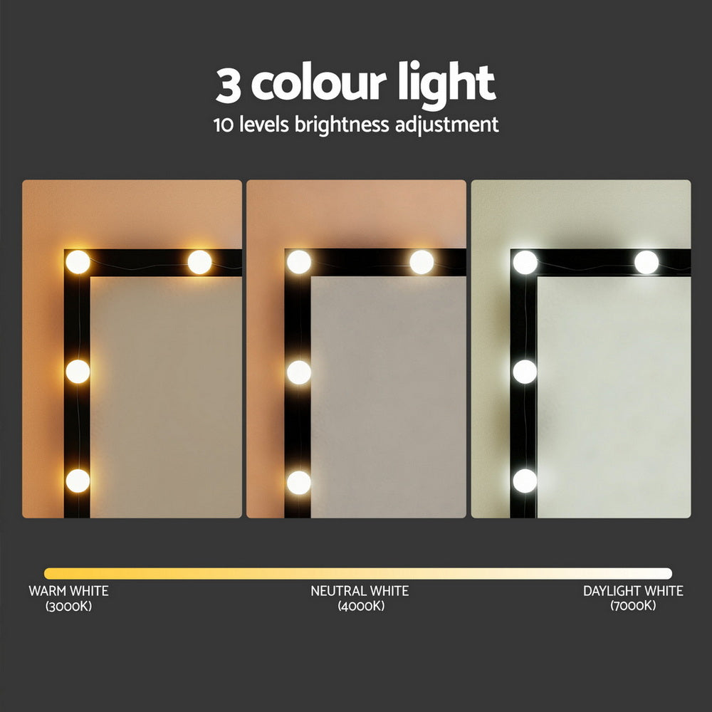 Marina LED Dressing Table with Stool – Black