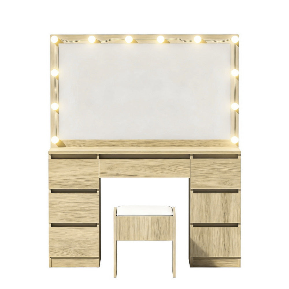 Serena LED Dressing Table with Stool – Wood