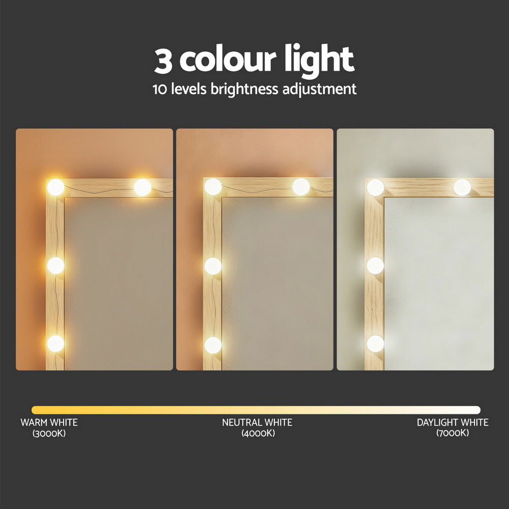 Serena LED Dressing Table with Stool – Wood