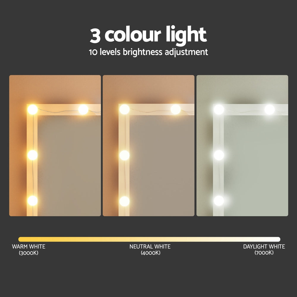 Lumina LED Dressing Table with 12 Bulbs – White