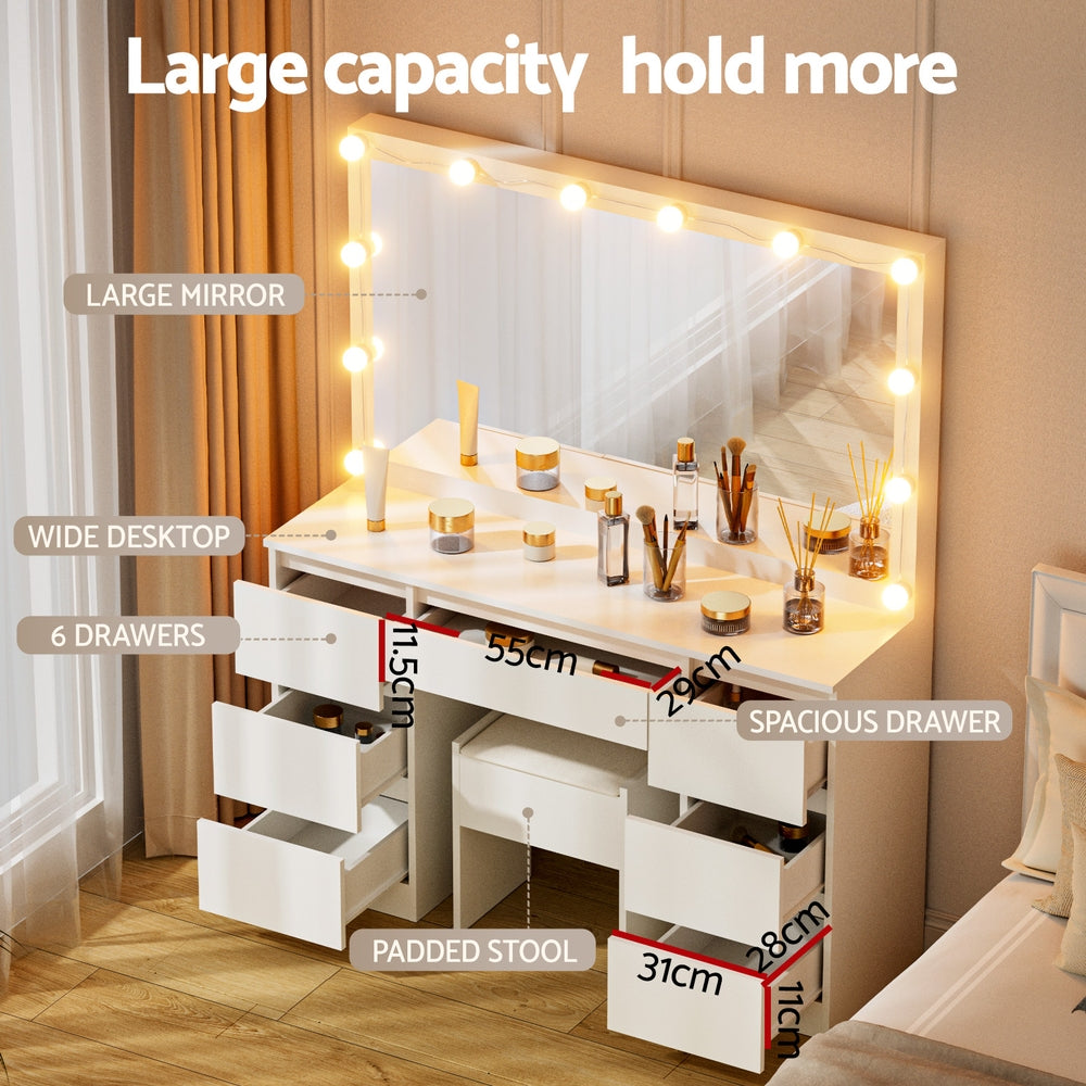 Lumina LED Dressing Table with 12 Bulbs – White