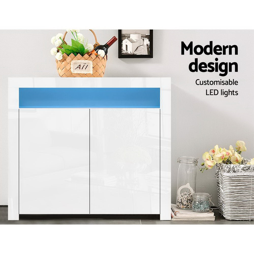 Arno LED Buffet Sideboard – White – 107 cm