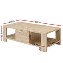 Oak Coffee Table with 1 Drawer – Maxi Style