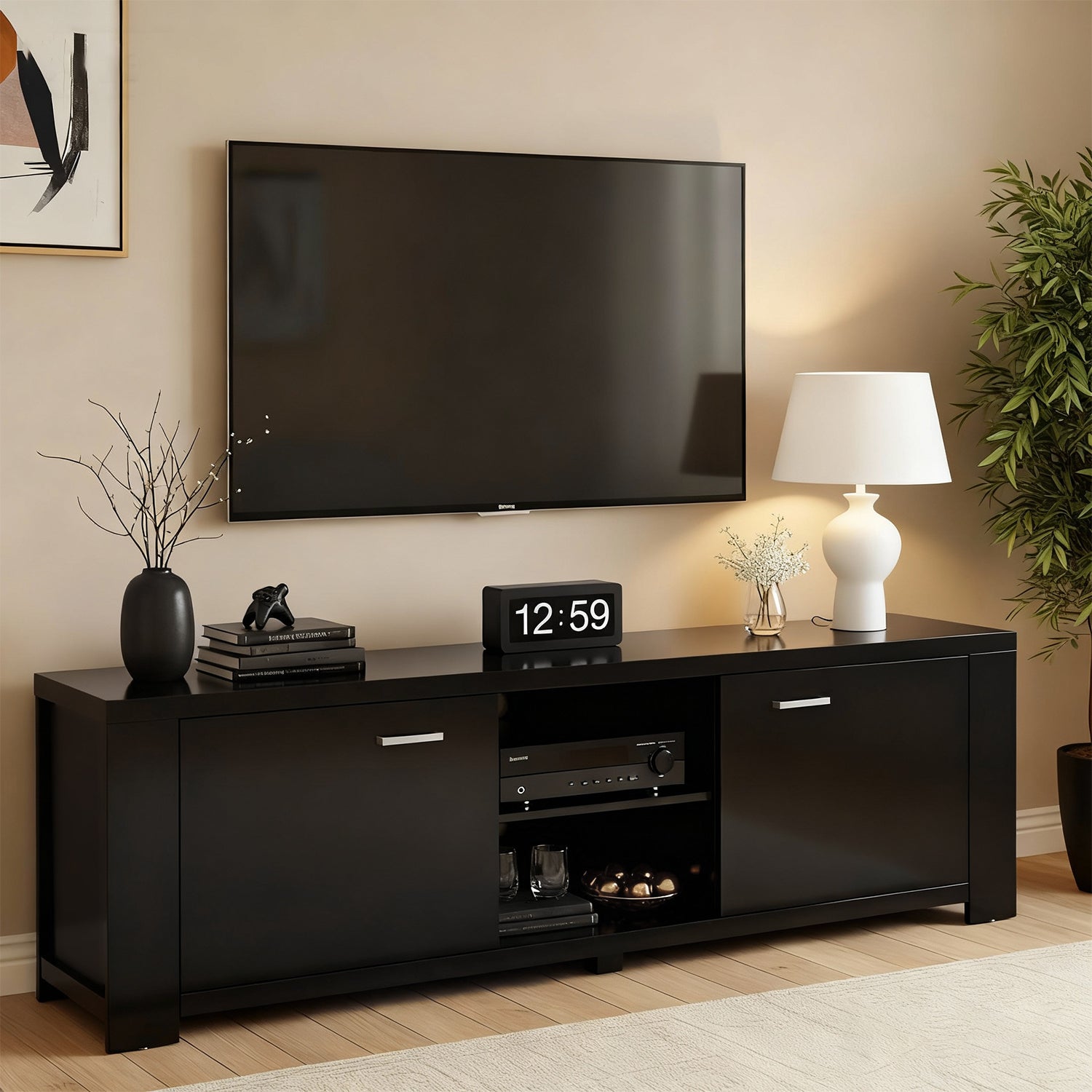 Nova TV Cabinet Entertainment Unit 160cm Black Maxi
