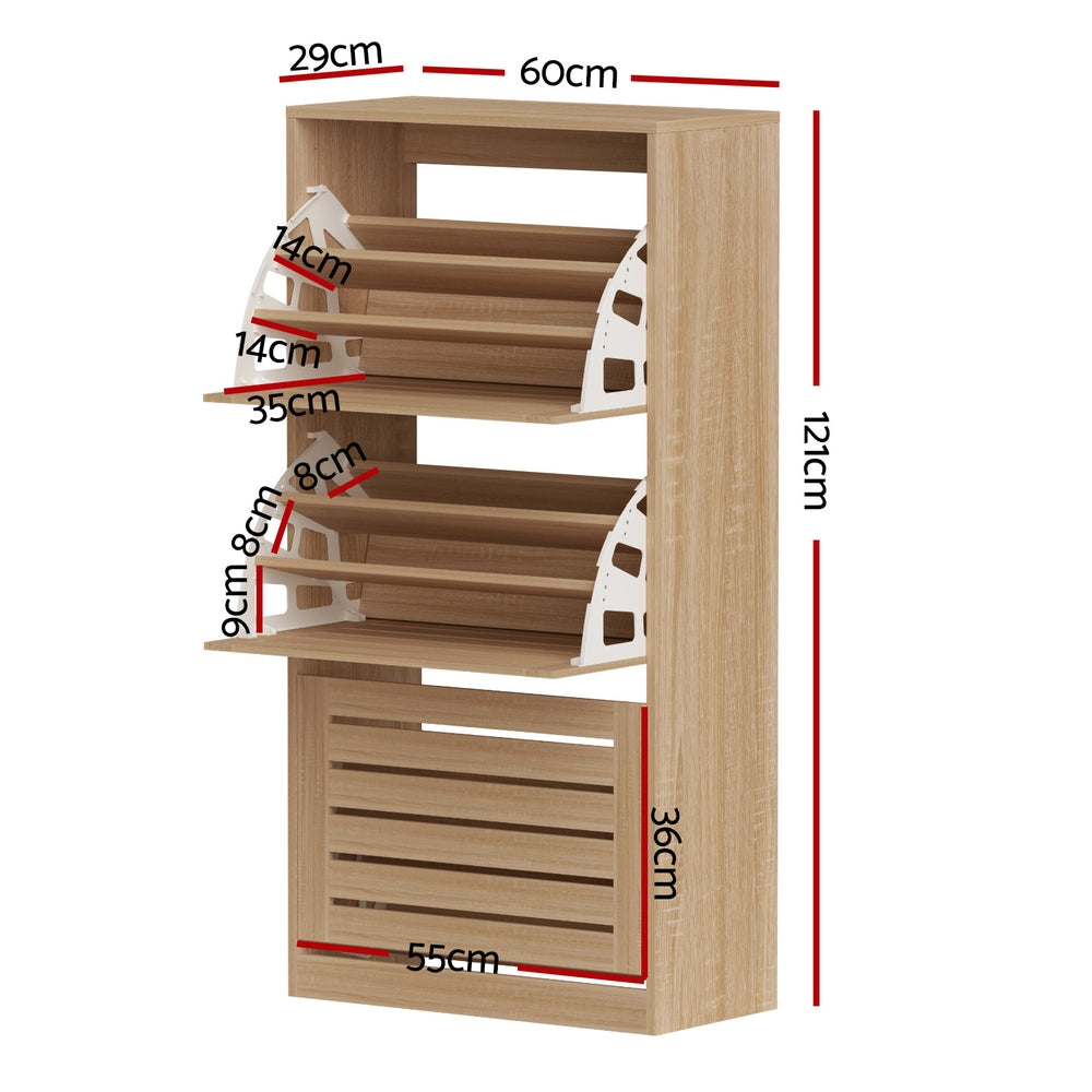 Harlow 3-Drawer Shoe Cabinet – Pine – 45 Pairs