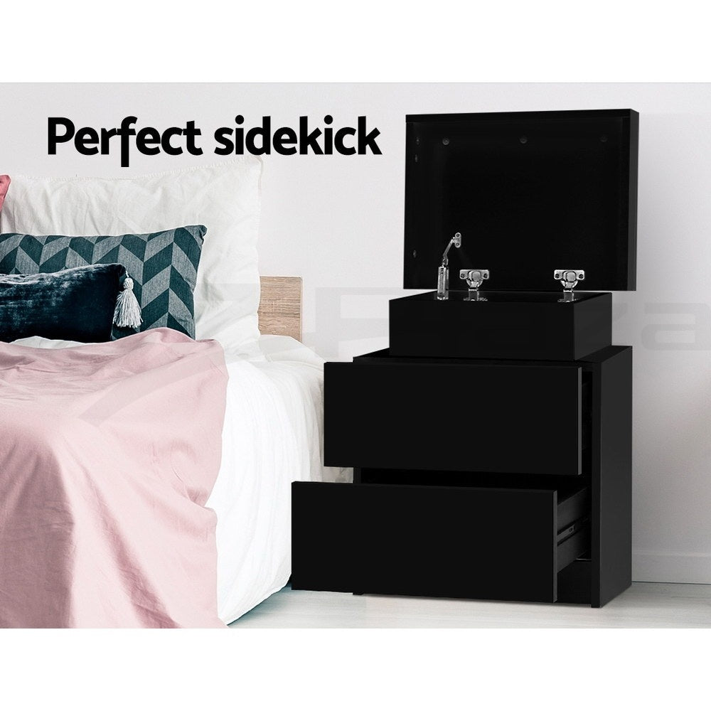 Linden Bedside Tables – Black – Set of 2