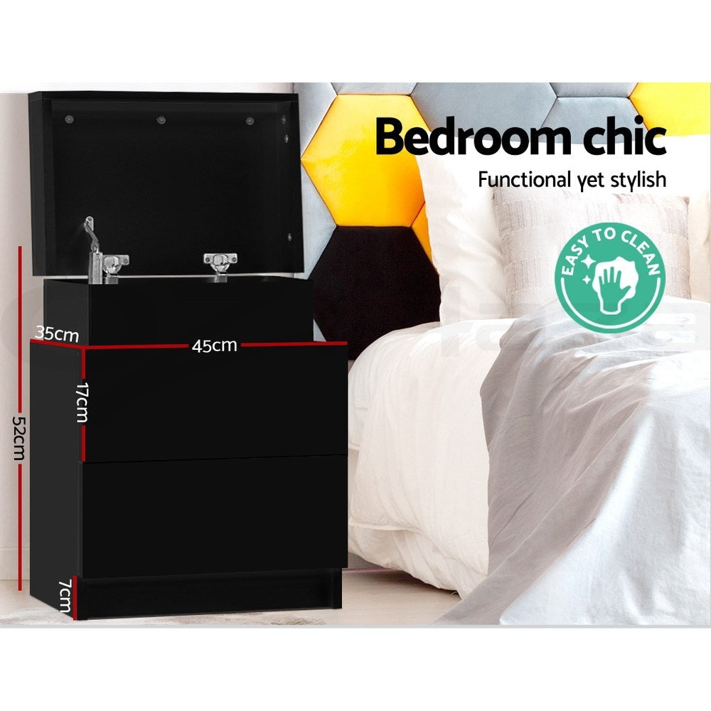 Linden Bedside Tables – Black – Set of 2