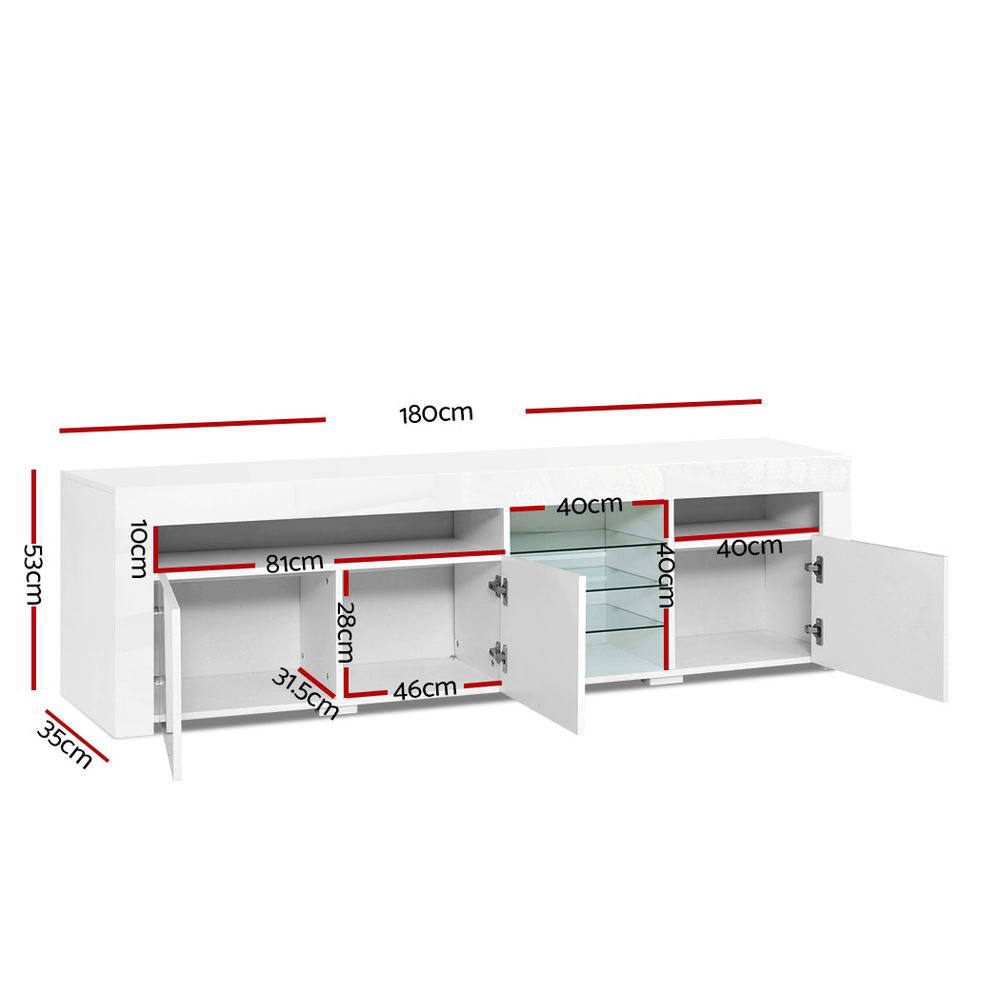 Telford LED TV Cabinet – White – 180 cm