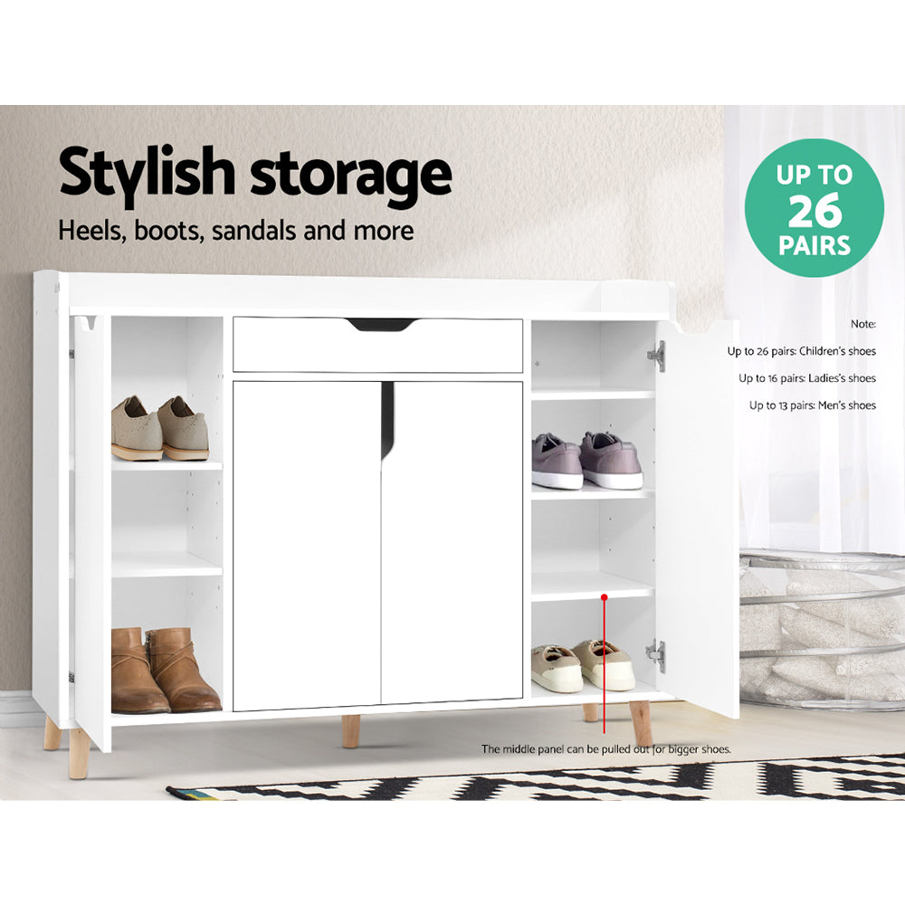 Hudson Shoe Storage Cabinet – White – 120 cm
