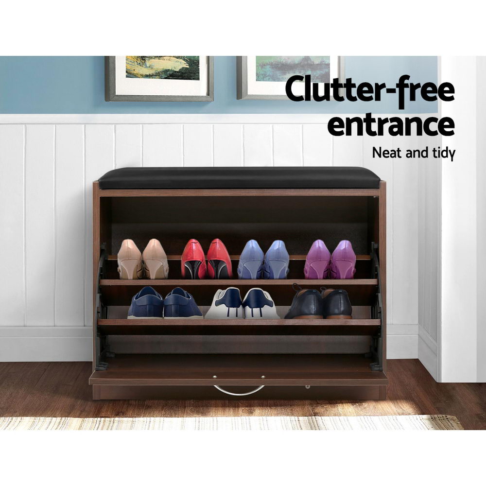 Valencia Shoe Storage Bench – Brown – 15 Pair Capacity