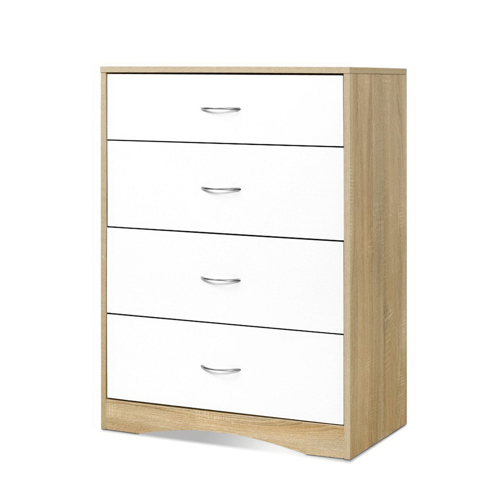 Ashton Chest of Drawers – White & Oak – 4 Drawer
