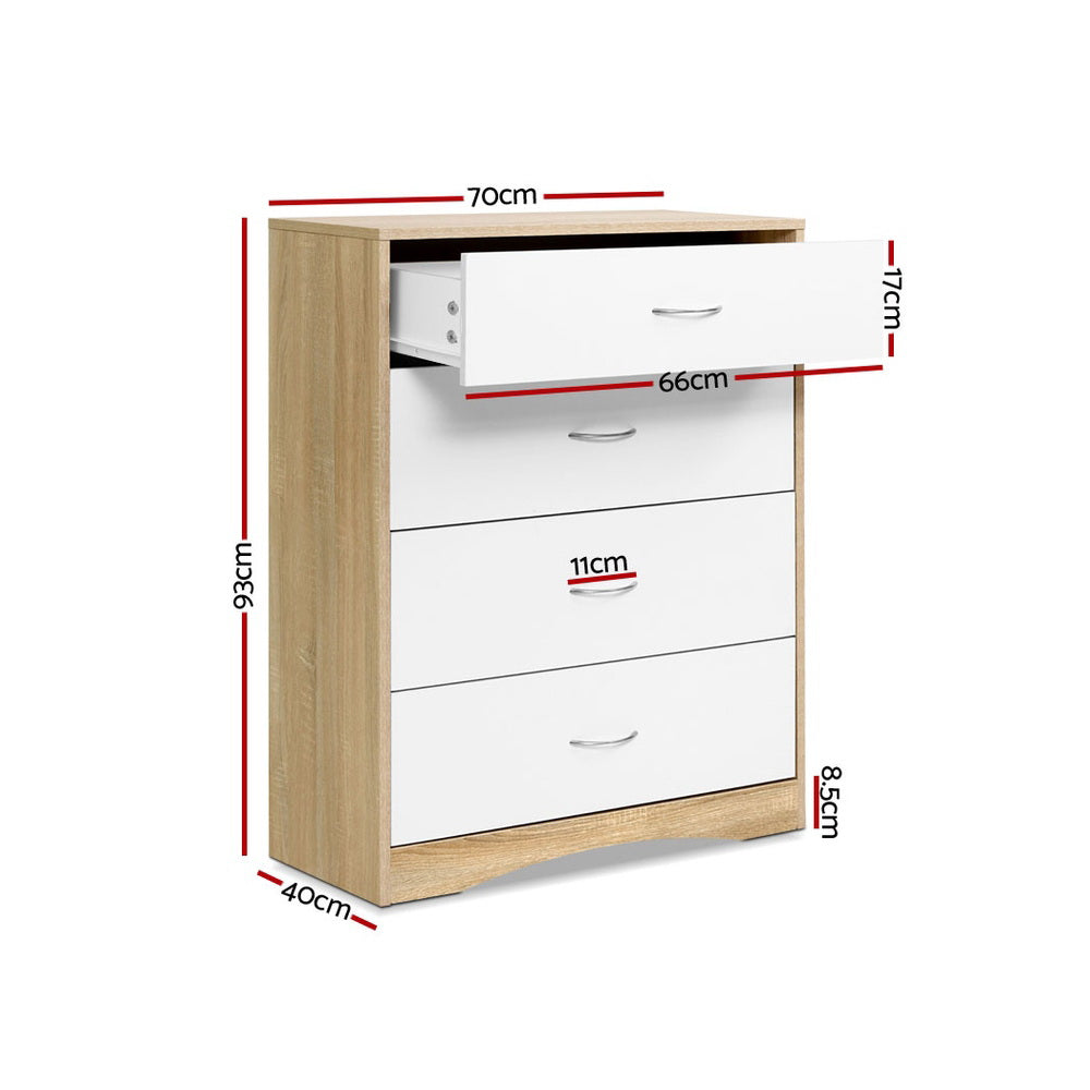 Ashton Chest of Drawers – White & Oak – 4 Drawer