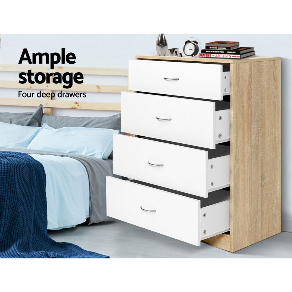 Ashton Chest of Drawers – White & Oak – 4 Drawer