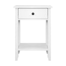 Bedside Table with Drawer and Shelf - White