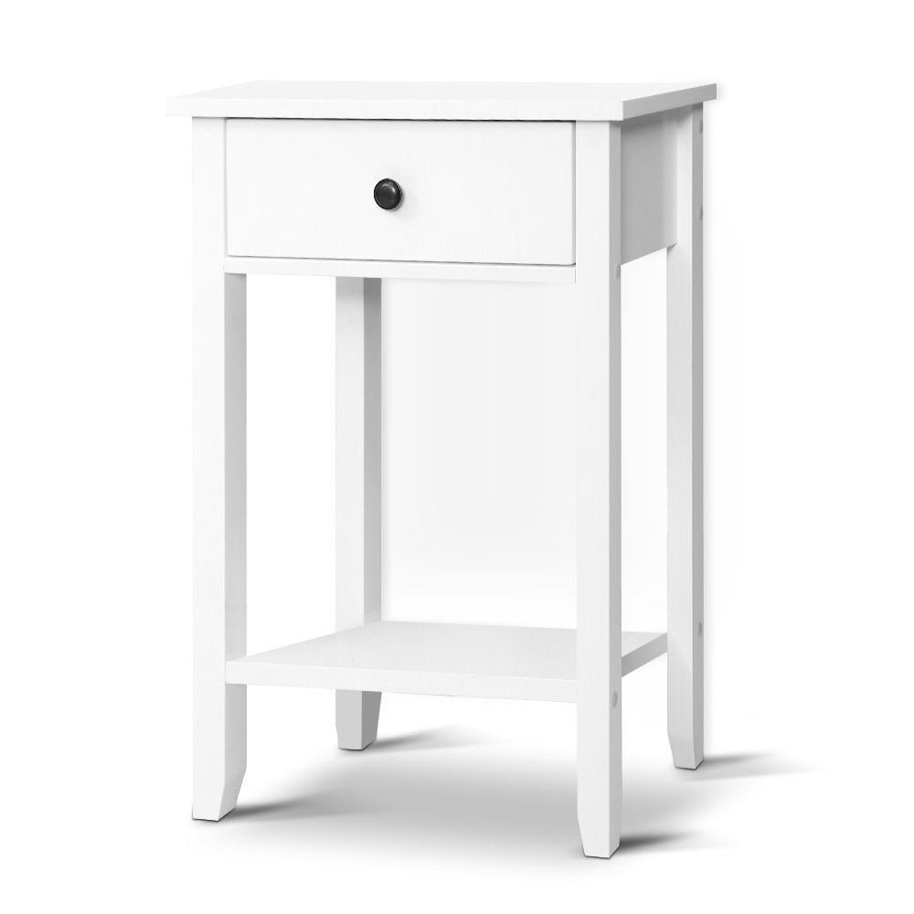 Bristol Bedside Table – White – 1 Drawer