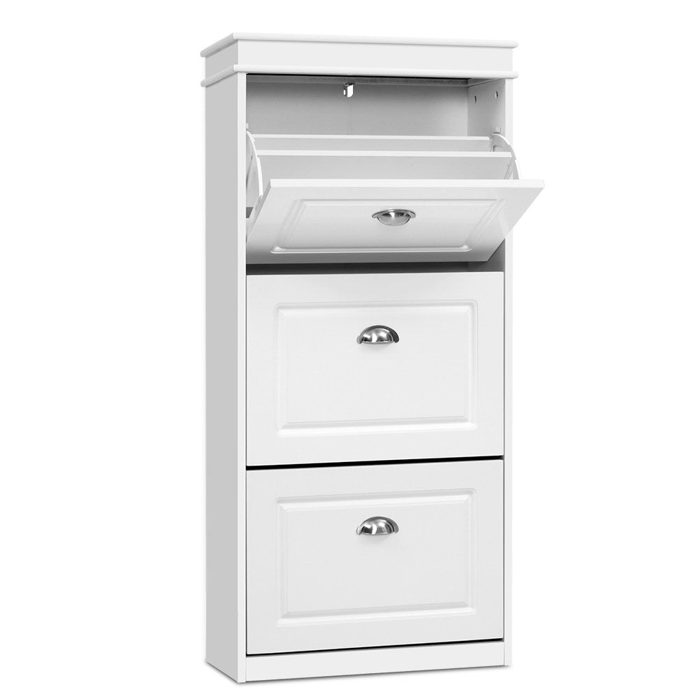 Harlow Shoe Cabinet – White – 117 cm