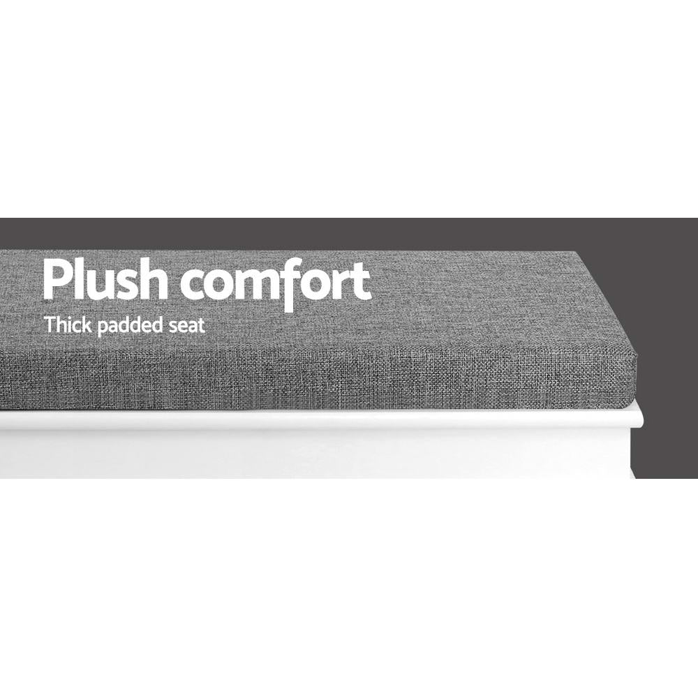 Kellor Shoe Cabinet Bench – White – 104 cm