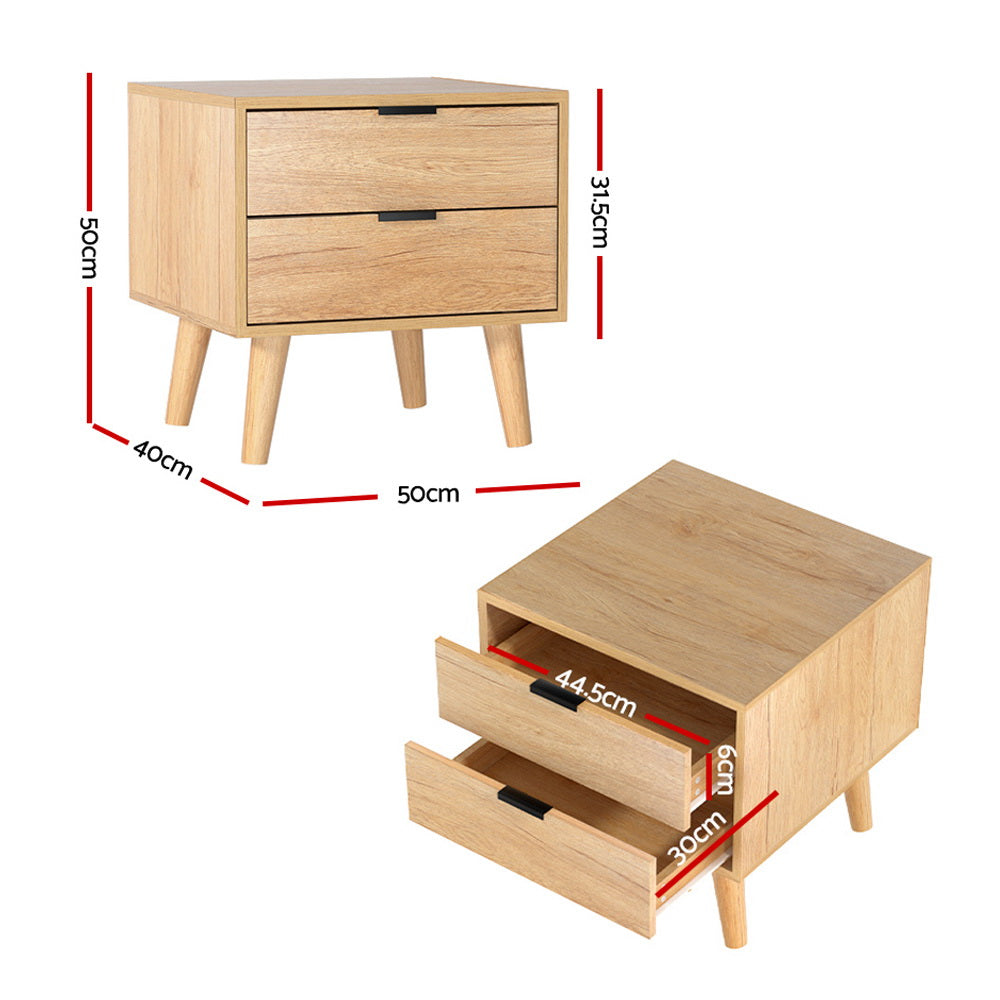 Seren Bedside Table – Pine – 2 Drawers