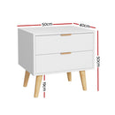 Bedside Table with 2 Drawers – White