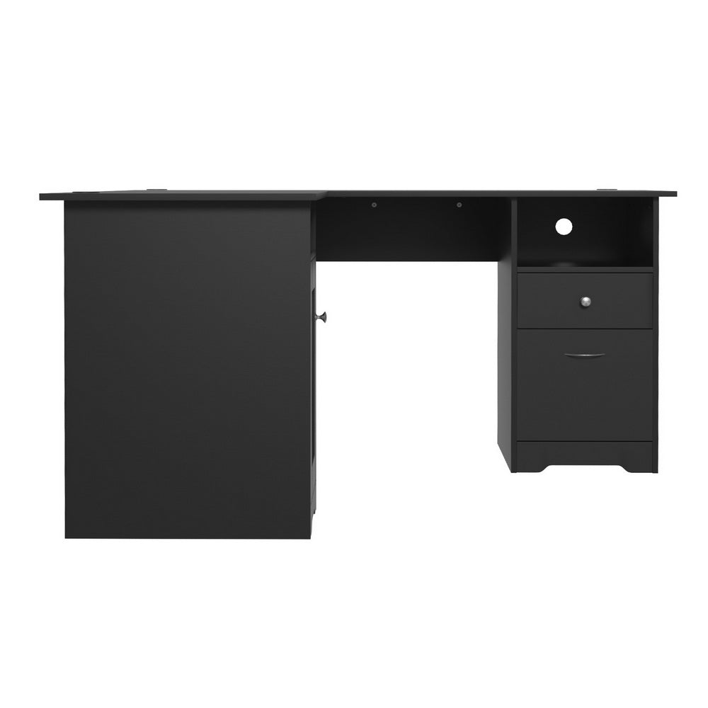 Serano L-Shaped Desk with Storage – Black – 150 cm