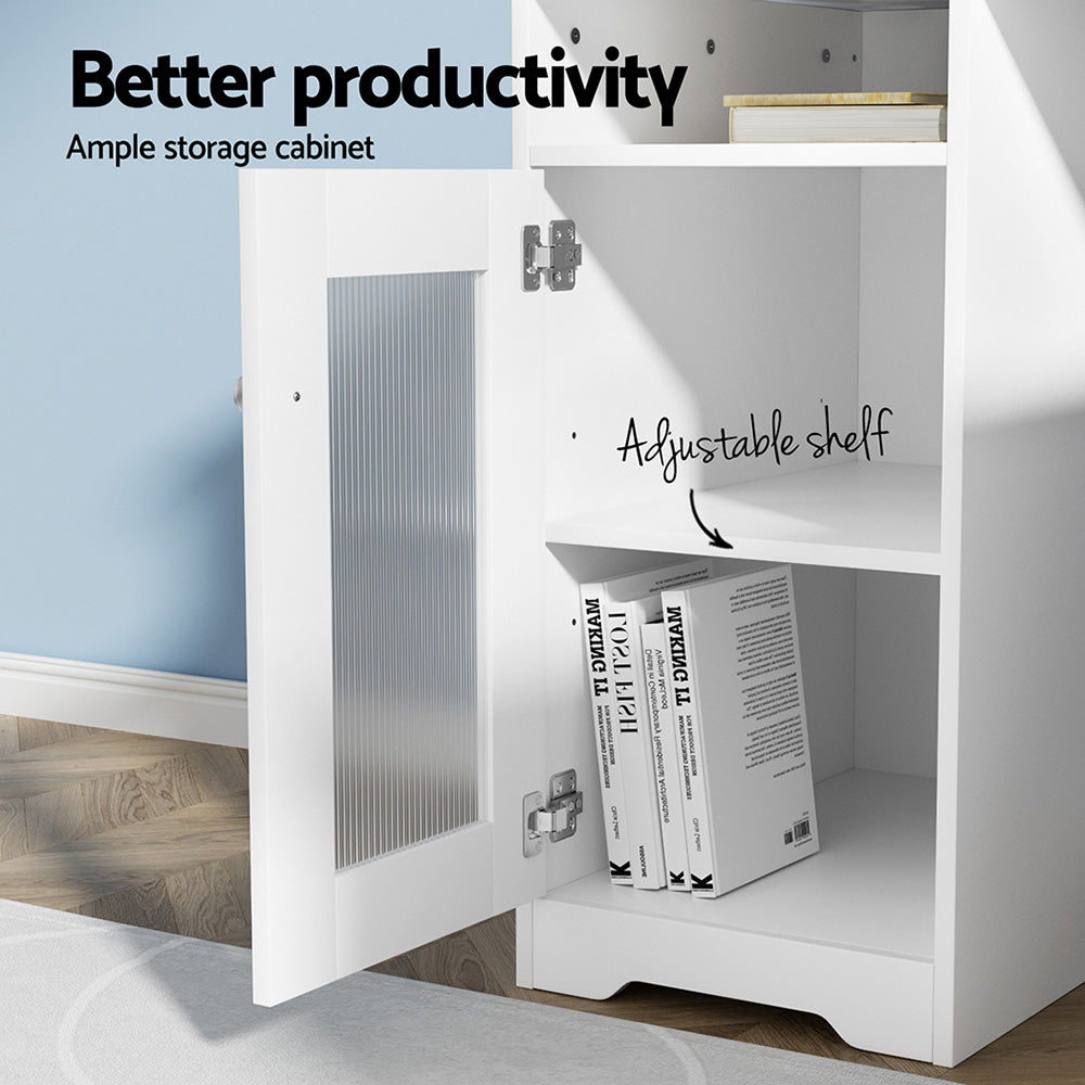 Quinton Computer Desk with Storage – White – 150 cm