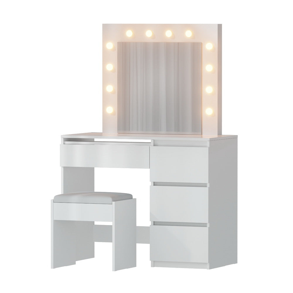 Dressing Table Set Stool 12 Led Bulbs White